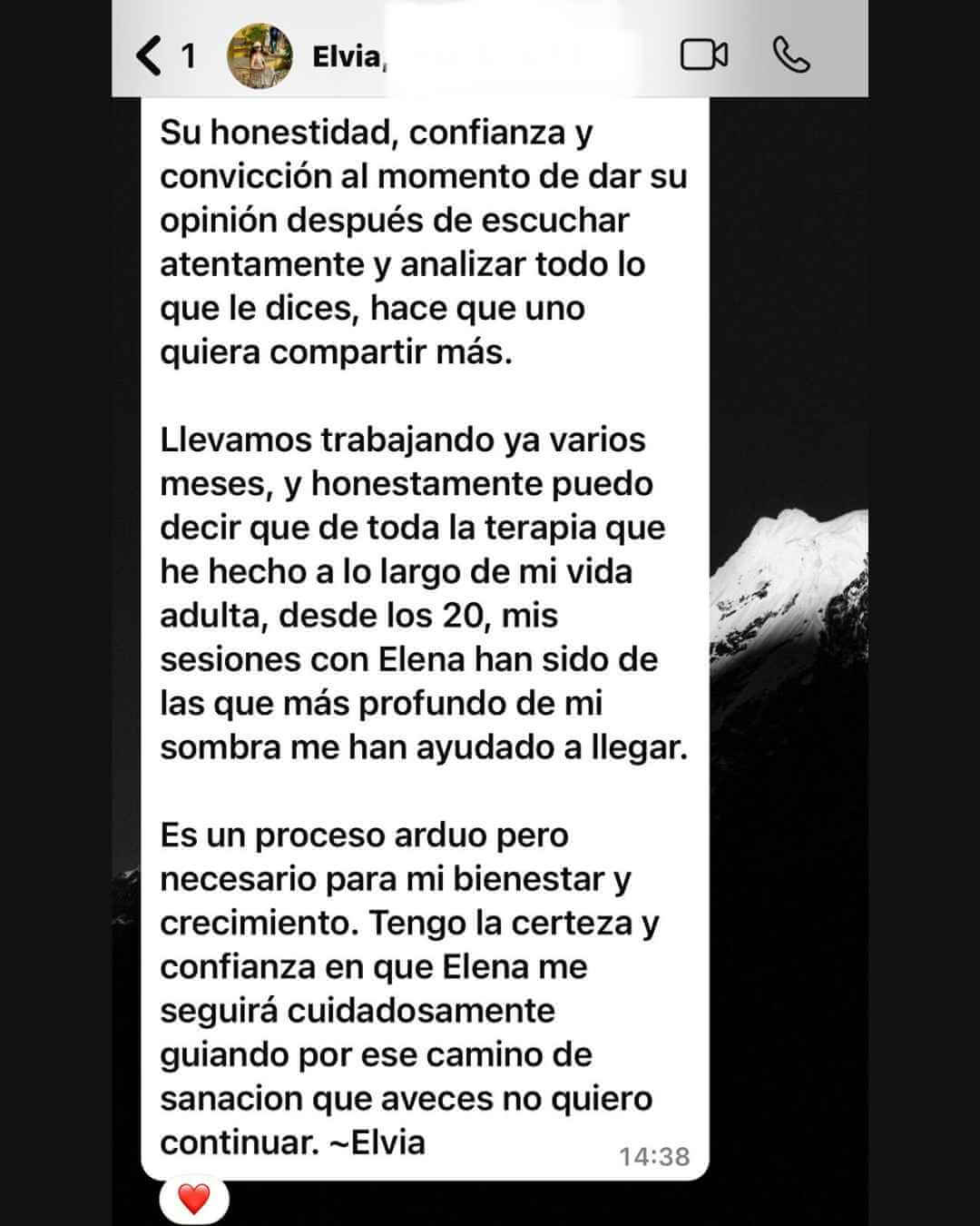 Testimonio Elena Chamorro Psicologia transpersonal 1